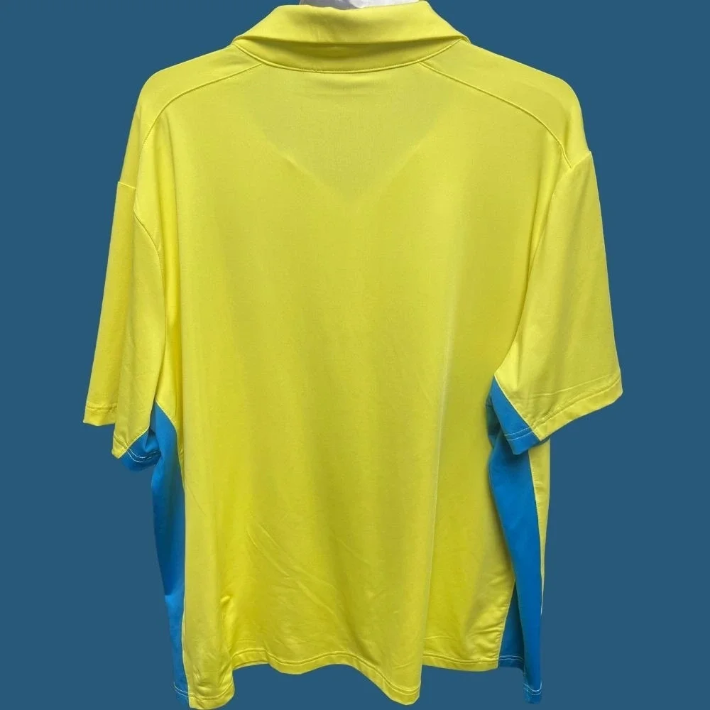 Men's Short Par 4 Whitfield Short Sleeve Polo Shirt Yellow / Blue Golf XXL NWT